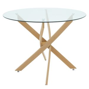 Azori Grey table and chairs set and Antoro glass table D100x75 cm, set of 5 pieces