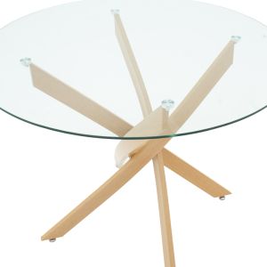 Azori Grey table and chairs set and Antoro glass table D100x75 cm, set of 5 pieces