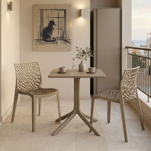 Groovy Hush cappuccino PP table and chairs set 60x60x76cm