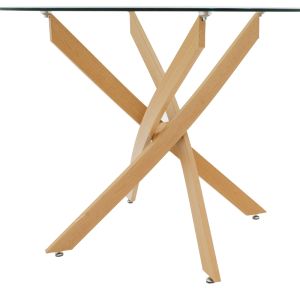 Noor Dusty Rose table and chairs set and Antoro glass table D100x75 cm, set of 5 pieces