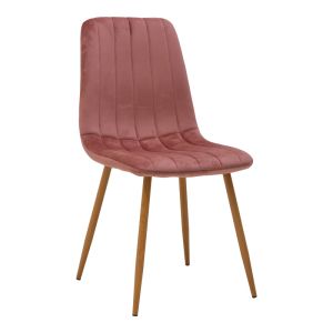 Noor Dusty Rose table and chairs set and Antoro glass table D100x75 cm, set of 5 pieces