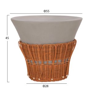 Комплект от 2 холни маси Perral HM21138.03 фибро цимент в сиво - декорация от естествен ратан