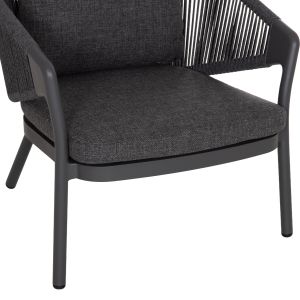 Set of 3 Driscoll HM10907.01 garden coffee tables and 2 armchairs - aluminum, gray