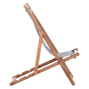 Beach chair with textilene fabric in gray Limnos HM11707.10T beech in walnut 55.5X97X105H