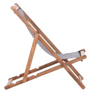 Beach chair with textilene fabric in gray Limnos HM11707.10T beech in walnut 55.5X97X105H