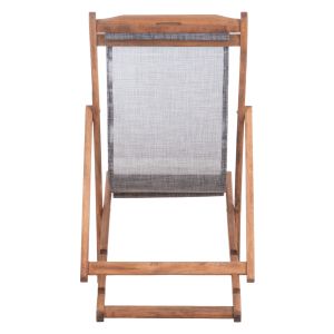 Beach chair with textilene fabric in gray Limnos HM11707.10T beech in walnut 55.5X97X105H