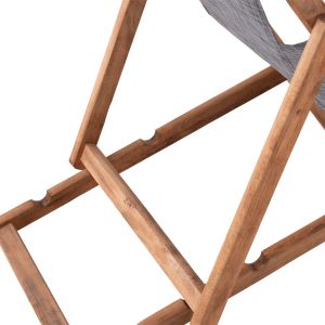 Beach chair with textilene fabric in gray Limnos HM11707.10T beech in walnut 55.5X97X105H