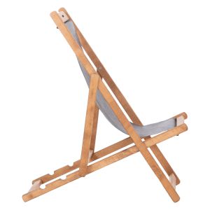 Beach chair with textilene fabric in gray Limnos HM11711.10T beech wood in natural color 55.5X97X105H