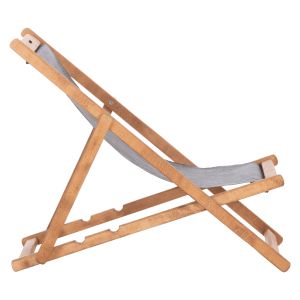 Beach chair with textilene fabric in gray Limnos HM11711.10T beech wood in natural color 55.5X97X105H