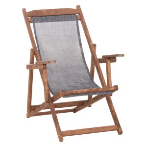 Folding beach chair Limnos HM11433.10T beech, natural color, with armrests, Textline in gray