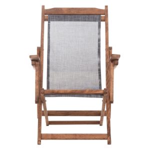 Folding beach chair Limnos HM11433.10T beech, natural color, with armrests, Textline in gray