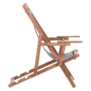 Folding beach chair Limnos HM11433.10T beech, natural color, with armrests, Textline in gray