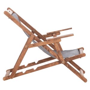 Folding beach chair Limnos HM11433.10T beech, natural color, with armrests, Textline in gray