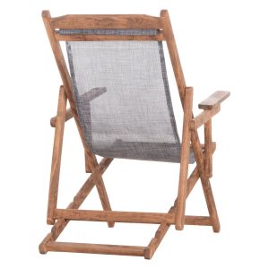 Folding beach chair Limnos HM11433.10T beech, natural color, with armrests, Textline in gray