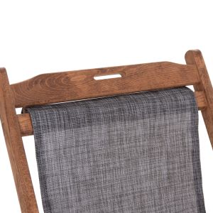 Folding beach chair Limnos HM11433.10T beech, natural color, with armrests, Textline in gray