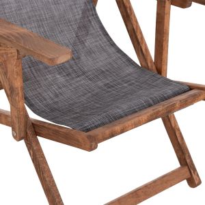 Folding beach chair Limnos HM11433.10T beech, natural color, with armrests, Textline in gray