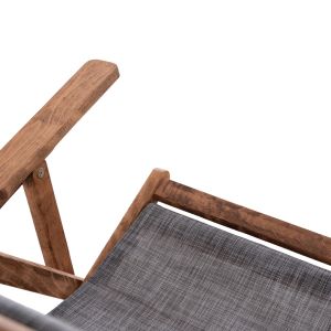 Folding beach chair Limnos HM11433.10T beech, natural color, with armrests, Textline in gray