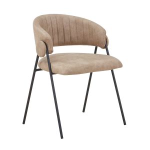 ALFREDO chair, black painted metal, beige suede