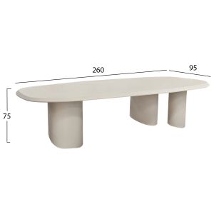 Трапезарна маса овал Glen HM6598.02 фибро цимент в бежово 260X95X75ВСМ
