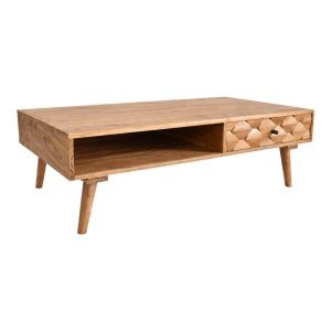 Холна маса Kaldio масивна акациева дървесина в естествен цвят 120x60x40см