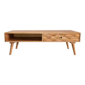 Холна маса Kaldio масивна акациева дървесина в естествен цвят 120x60x40см