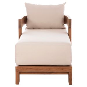 Chaise longue with cushions Kioto HM6385 teak wood in natural color 165X70X64HCM.
