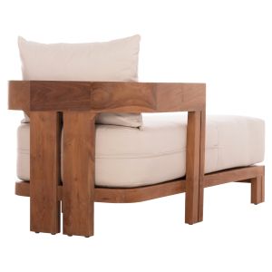 Chaise longue with cushions Kioto HM6385 teak wood in natural color 165X70X64HCM.
