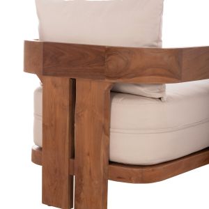 Chaise longue with cushions Kioto HM6385 teak wood in natural color 165X70X64HCM.