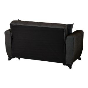 2-местен разтегателен диван Modesto с място за съхранение, черен плат, 153x84x86см