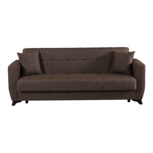 3-местен разтегателен диван Modesto с място за съхранение, кафяв плат, 213x84x86см