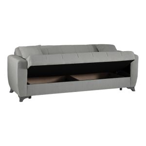 3-местен разтегателен диван Modesto с място за съхранение, сив плат, 213x84x86 см