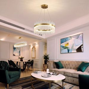 LED chandelier Crown in gold with crystals, size 40x30 cm