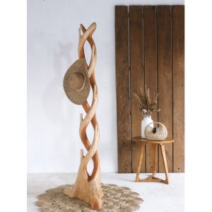 Art floor hanger made of solid tropical wood suar Naturally 40x40x200cm HM9365