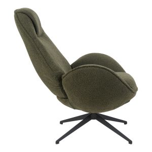 Flago swivel armchair, boucle fabric, olive green, 85x88x103.5 cm