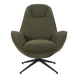 Flago swivel armchair, boucle fabric, olive green, 85x88x103.5 cm