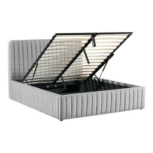Double bed Zilin light gray fabric 160x200cm