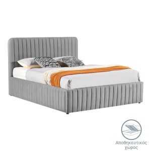 Double bed Zilin light gray fabric 160x200cm