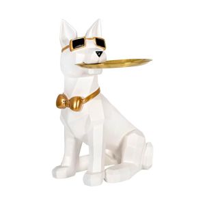 Decorative tabletop figure dog FL7701 white color 46X36X69CM