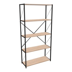 Tikilmo shelf with metal frame and melamine tops, oak color 88x34x180cm