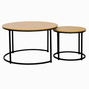 Set of 2 coffee tables FL21045 Sonoma - black color 80X48CM and 48X42CM