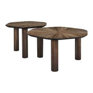 Set of 2 coffee tables Gaia brown color 76X76X40CM and 62X62X45CM