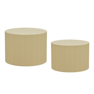 Set of 2 Ponty coffee tables, cream mango wood