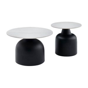 Set of 2 coffee tables Setrina white-black color 70X46+50X48CM