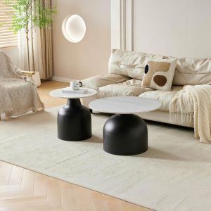 Set of 2 coffee tables Setrina white-black color 70X46+50X48CM
