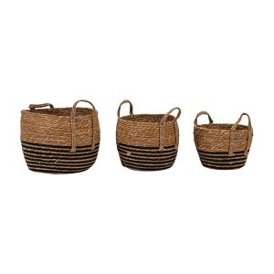 Set of 3 wicker baskets, natural color, 31X25CM, 27X22CM, 24X18CM