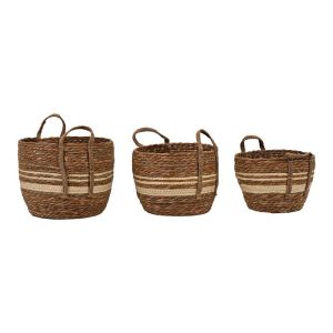 Set of 3 wicker baskets, natural color, 31X25CM, 29X22CM, 24X19CM