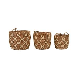 Set of 3 wicker baskets, natural white color, 42X39CM, 39X35CM, 35X30CM