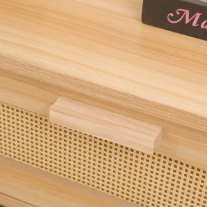 Конзолна маса Alenda от борова дървесина-ратан в естествен цвят 100x30x76см