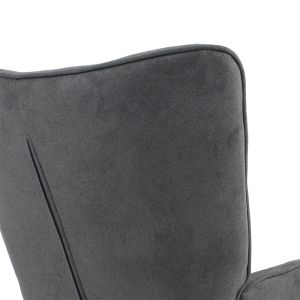 Fluffy armchair with plush anthracite fabric and wooden legs 75x69x96cm