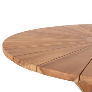 Кръгла трапезна маса тиково дърво в естествен матиран финиш D130x75hcm HM9868